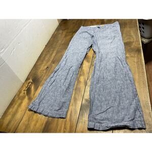 ANTHROPOLOGIE PILCRO Letter Press Chambray Linen Blend Blue Women's Pants Size 2